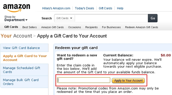 do you need an amazon account to redeem a gift card